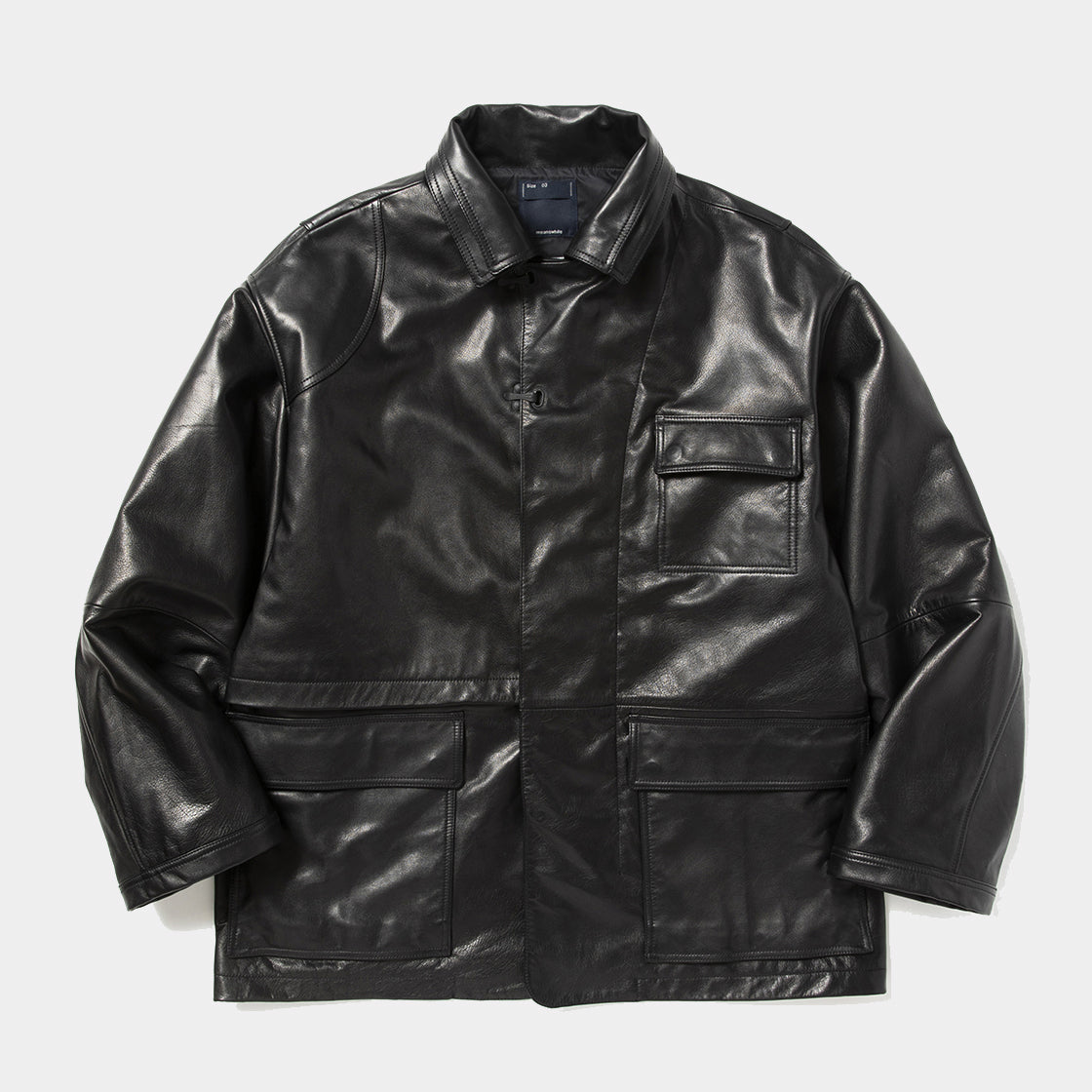 Double Collar Leather JKT (Lamp Black) / MW-JKT22207 – meanswhile 