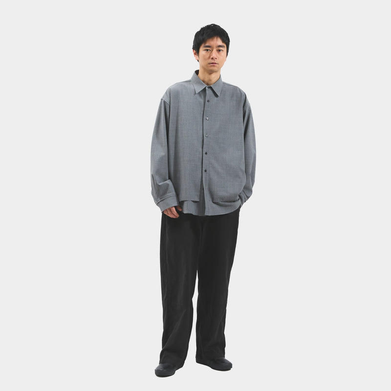 양모 시어 서커 사이드 슬릿 l/S SH (Off Black)/MW-SH25204