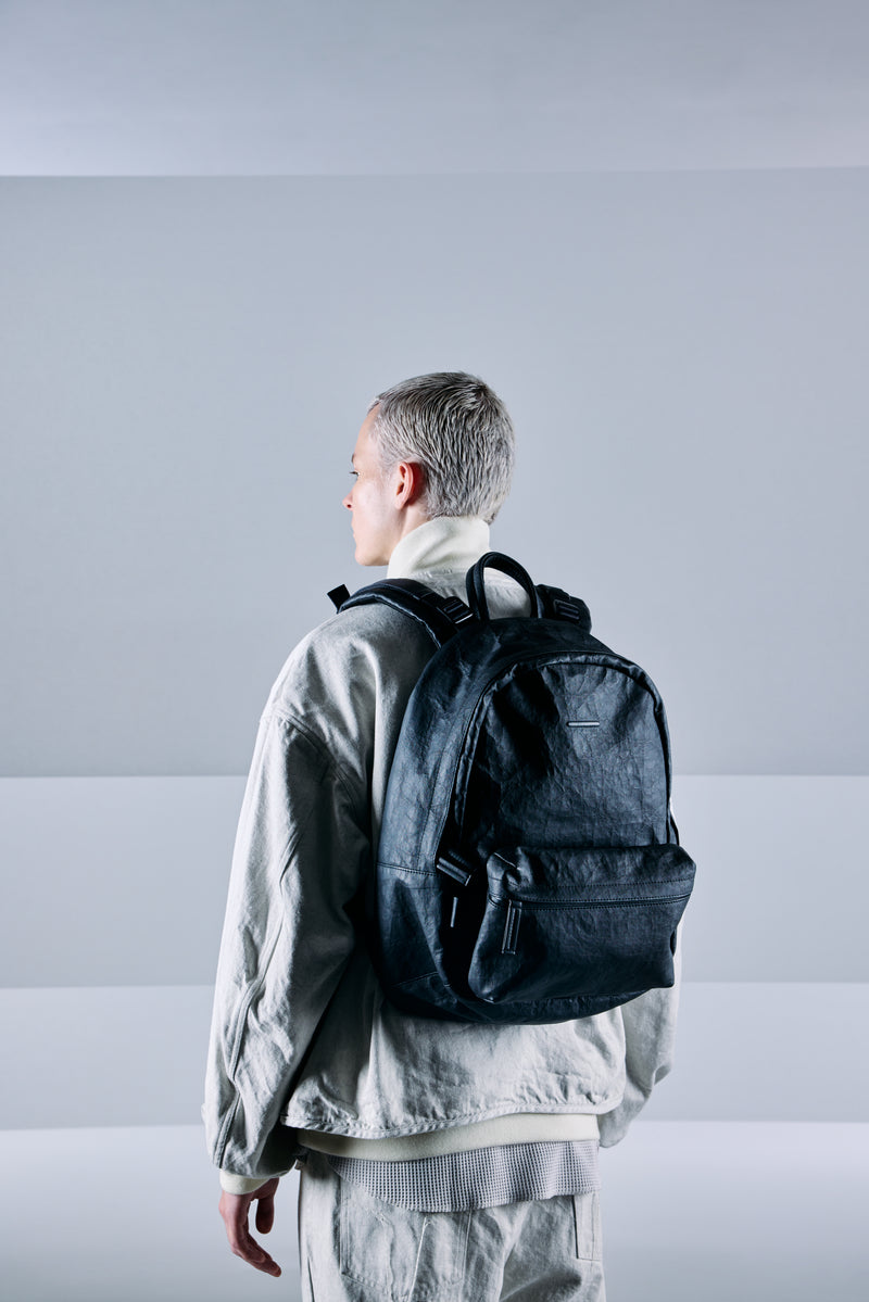 day pack leather backpack meanswhile × objcts.io Dyneema® Leather Daypack "Common"(BLACK)/MW-AC2 – meanswhile 公式オンラインストア