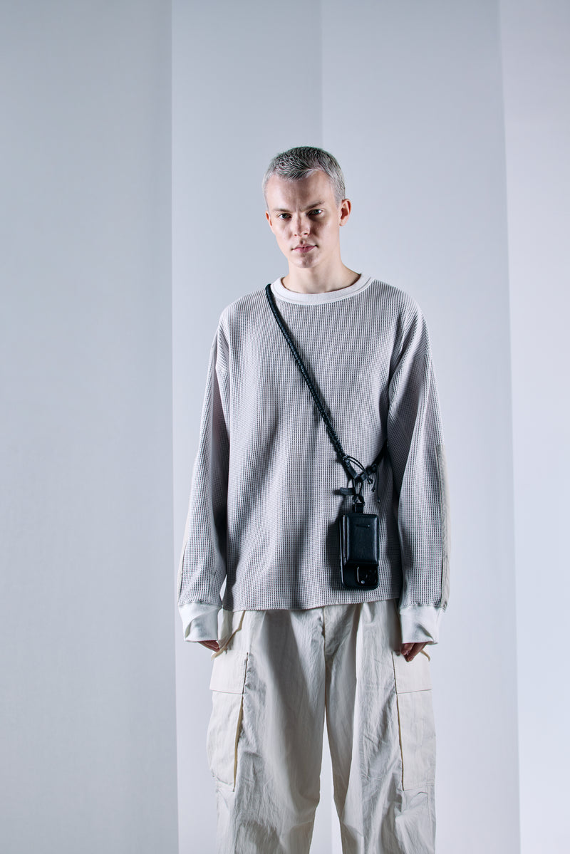 objcts.io × meanswhile Dyneema® Leather iPhone accessory Sholder Wallet(BLACK)/MW-AC26102