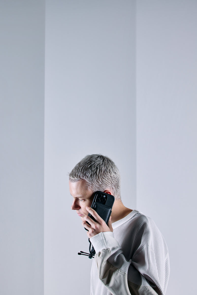 objcts.io × meanswhile Dyneema® Leather iPhone accessory Sholder Wallet(BLACK)/MW-AC26102