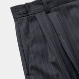 Merino Wool High-waist Slacks(NAVY STRIPE)/MW-PT26201
