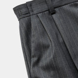 Merino Wool High-waist Slacks(GREY STRIPE)/MW-PT26201