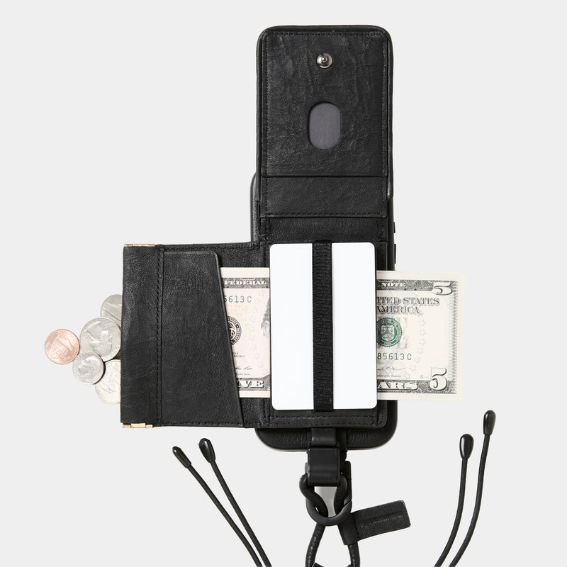 objcts.io × meanswhile Dyneema® Leather iPhone accessory Sholder Wallet(BLACK)/MW-AC26102
