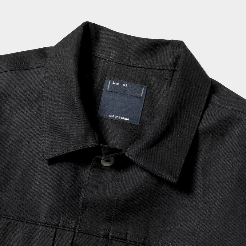 Raw Denim Pleated Sleeve Blouse (Off Black)/MW-JKT23207