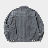 Fade Denim Pleated Sleeve Blouse (Off Black)/MW-JKT23208