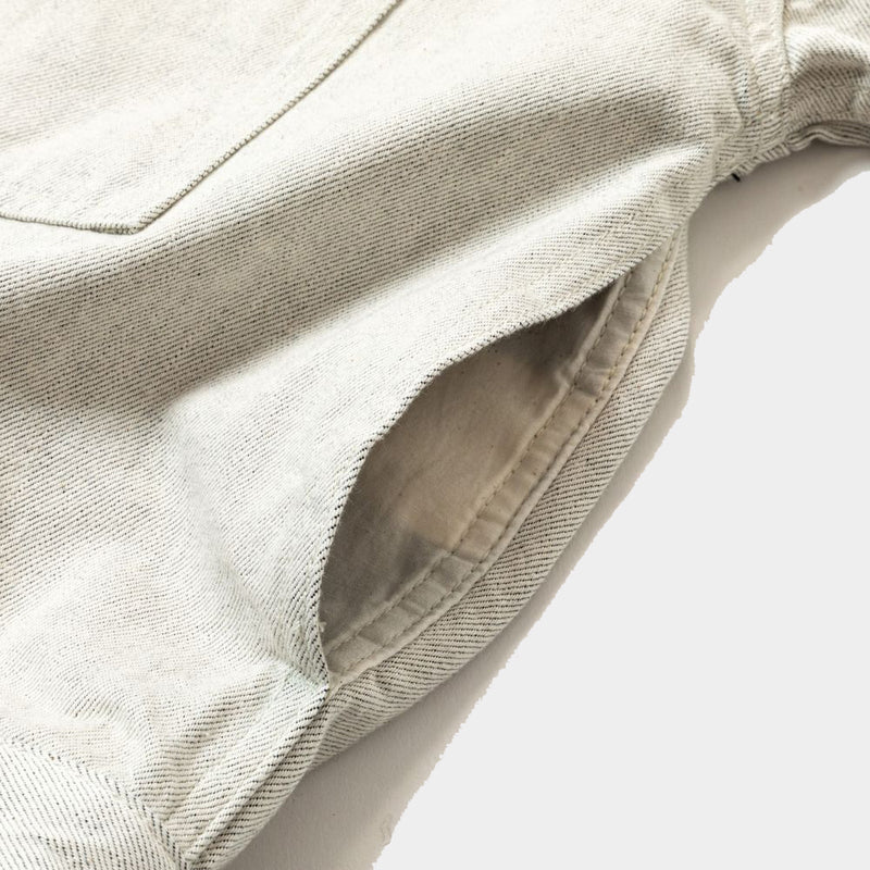 Fade Denim Pleated Sleeve Blouse (Off White)/MW-JKT24107