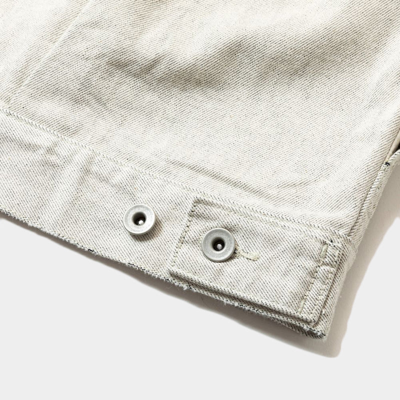 Fade Denim Pleated Sleeve Blouse (Off White)/MW-JKT24107