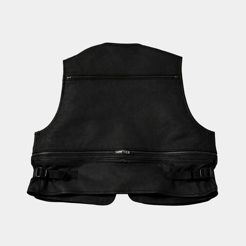 SHIRONAMESHI Leather Luggage Vest(KURO)/MW-JKT26101 – meanswhile