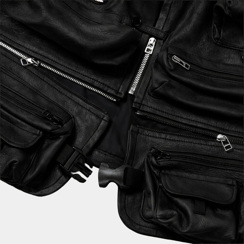 SHIRONAMESHI Leather Luggage Vest(KURO)/MW-JKT26101 – meanswhile