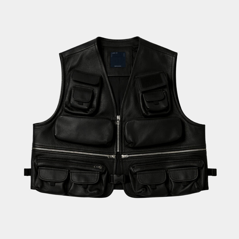 SHIRONAMESHI Leather Luggage Vest(KURO)/MW-JKT26101 – meanswhile