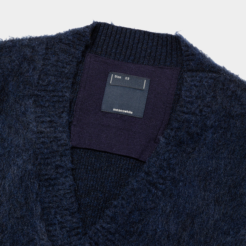 Mohair Double Knit Cardigan (Navy) / MW-KT24203