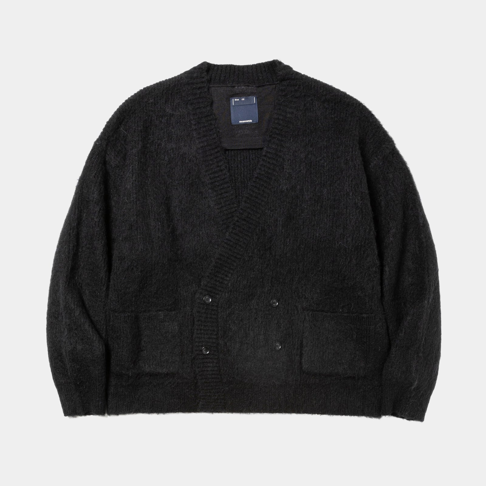 Mohair Double Knit Cardigan(Off Black)/MW-KT25203 – meanswhile