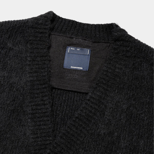 Mohair Double Knit Cardigan(Off Black)/MW-KT25203