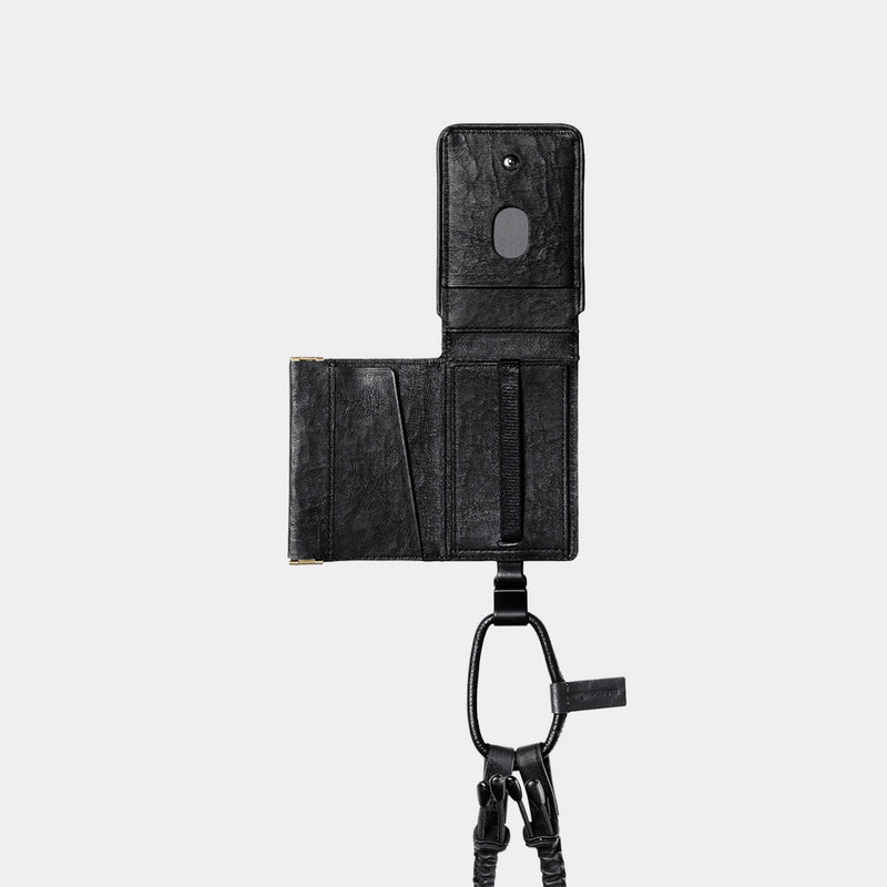 objcts.io × meanswhile Dyneema® Leather iPhone accessory Sholder Wallet(BLACK)/MW-AC26102