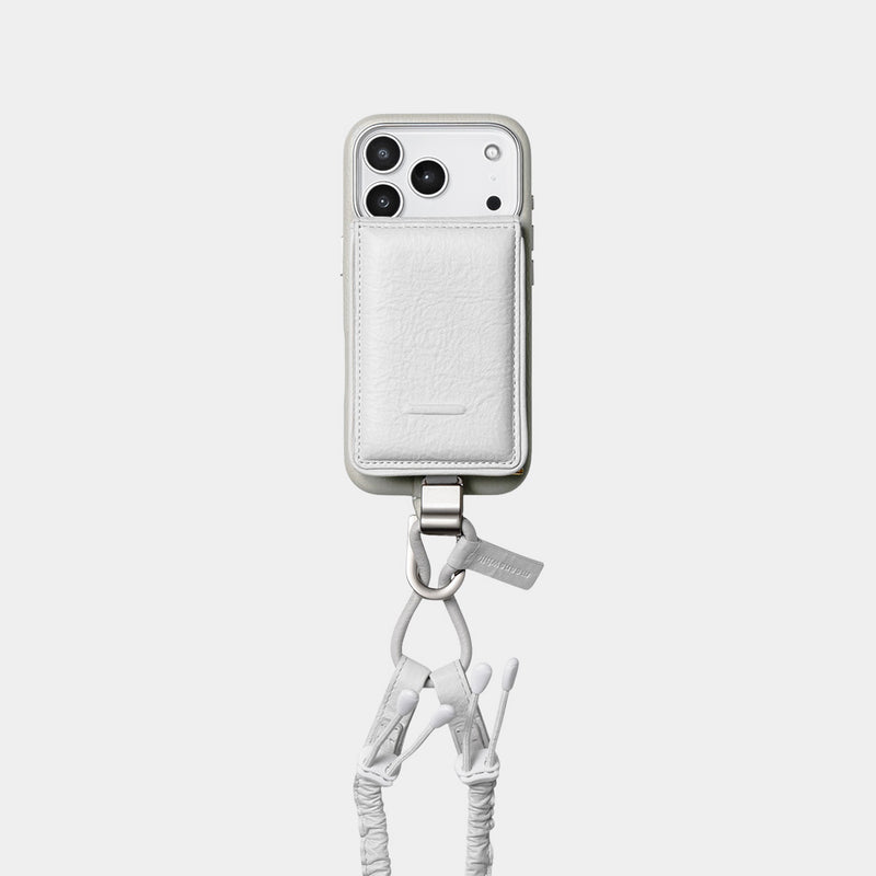 objcts.io × meanswhile Dyneema® Leather iPhone accessory Sholder Wallet(WHITE)/MW-AC26102