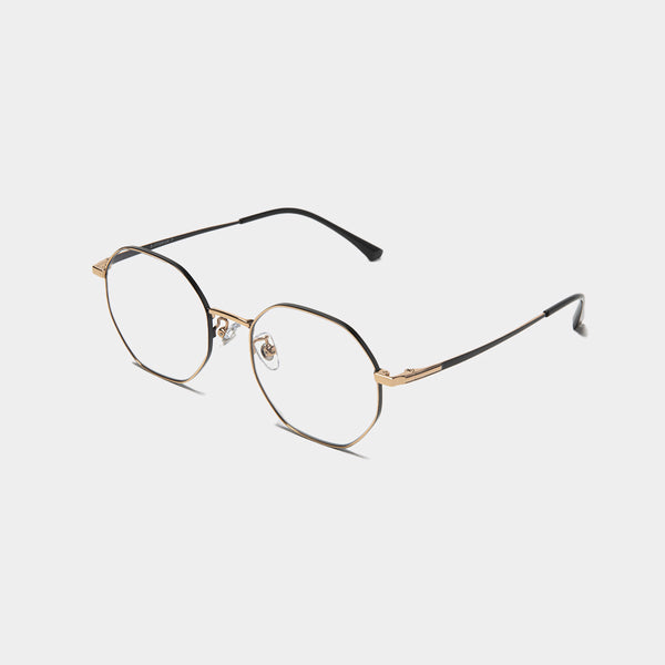 Transition Color Glasses “Titanium Octagon”(GoldxAmber Brown)/MW-AC23107