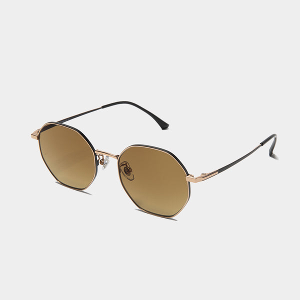 Transition Color Glasses “Titanium Octagon”(GoldxAmber Brown)/MW-AC23107