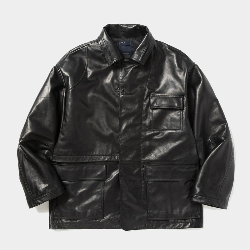 Double Collar Leather JKT (Lamp Black) / MW-JKT22207